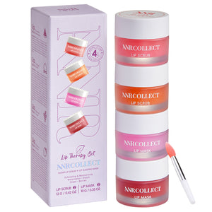 Lip Care Kit with 2 Lip Scrubs & 2 Overnight Masks for Exfoliates & Moisturizes, Chapped Lips, Intense Hydration