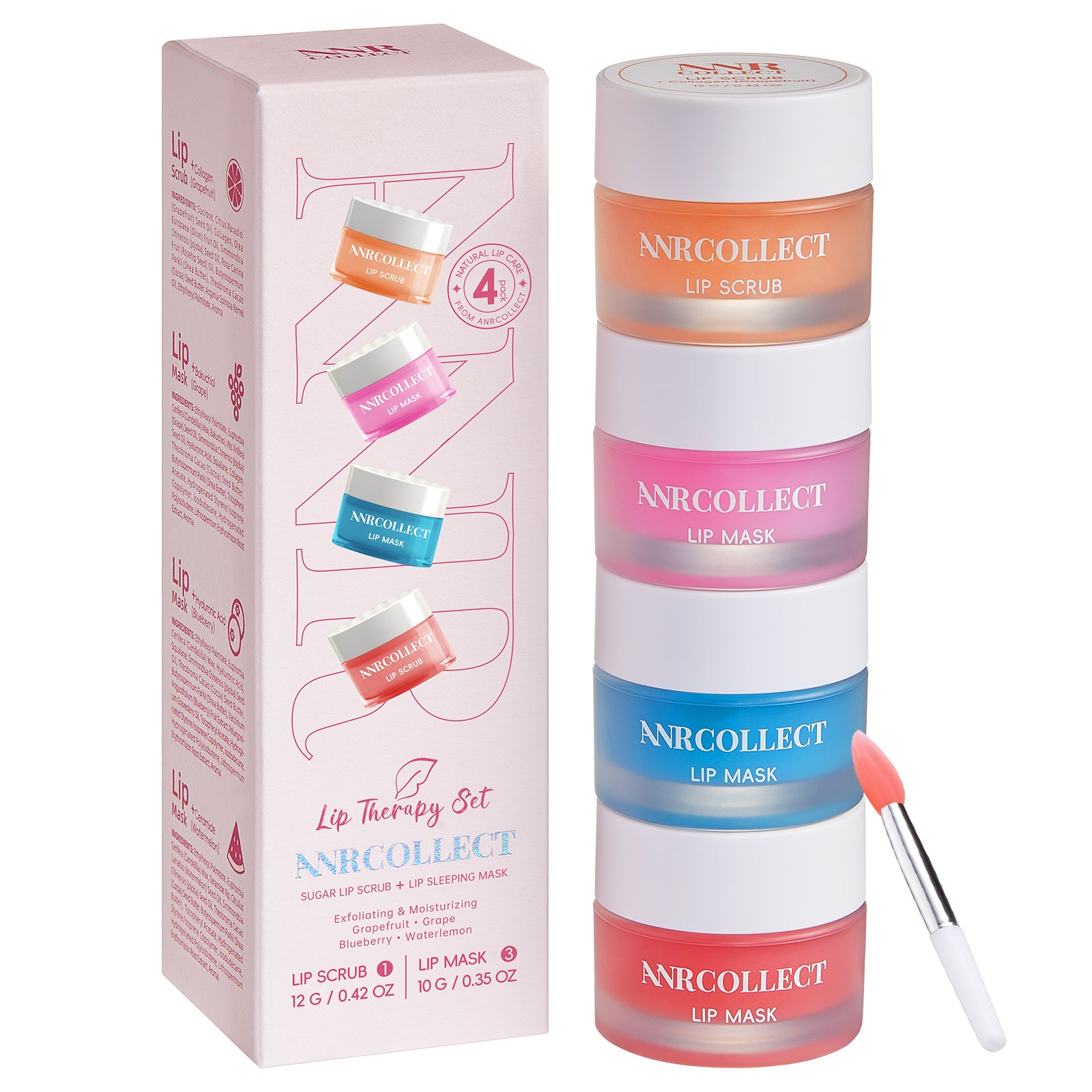 Lip Kit with Overnight 3 Lip Mask & 1 Scrub Intensive Treatment for Hy