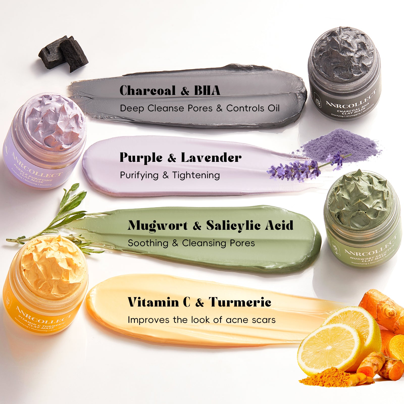 クロノセルCCセラム&アイウルル&レガシアプレミアムマスク4箱 4-Piece Skincare Mask Set with Vitamin C Charcoal Mugwort and Purple M
